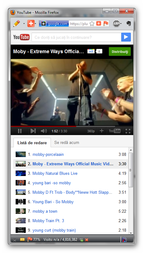 Youtube in Google Plus play window